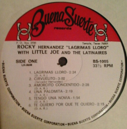 Rocky Hernandez With Little Joe And The Latinaires* : Lagrimas Lloro (LP, Album)