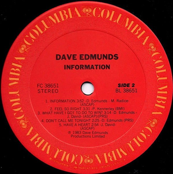 Dave Edmunds : Information (LP, Album, Pit)