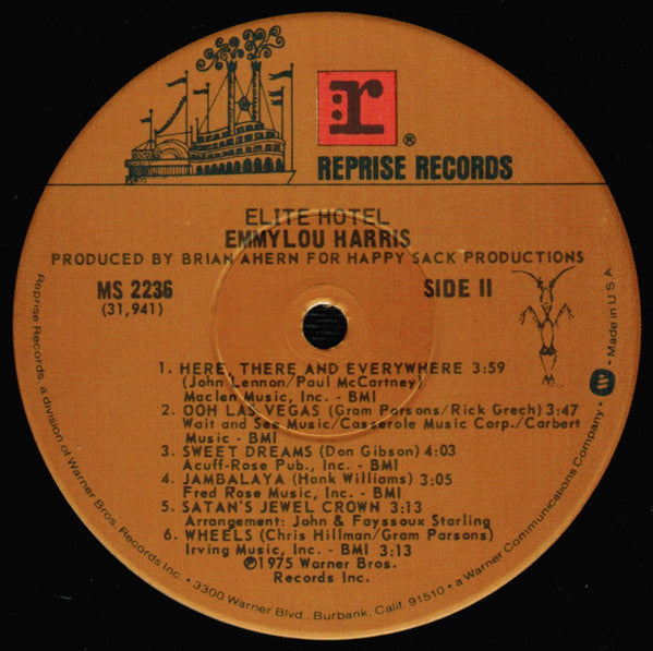 Emmylou Harris : Elite Hotel (LP, Album, RP, Win)