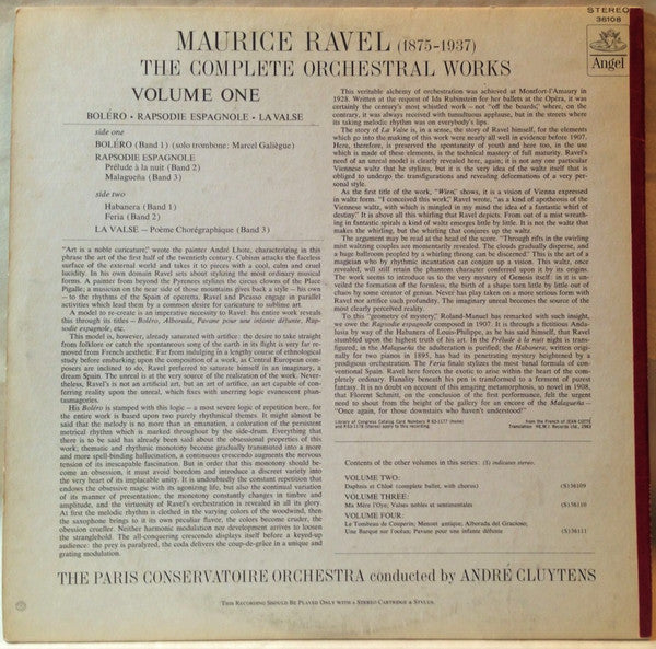 Ravel*, The Paris Conservatoire Orchestra* - Andre Cluytens* : Bolero • LaValse • Rapsodie Espagnole (LP, Album)