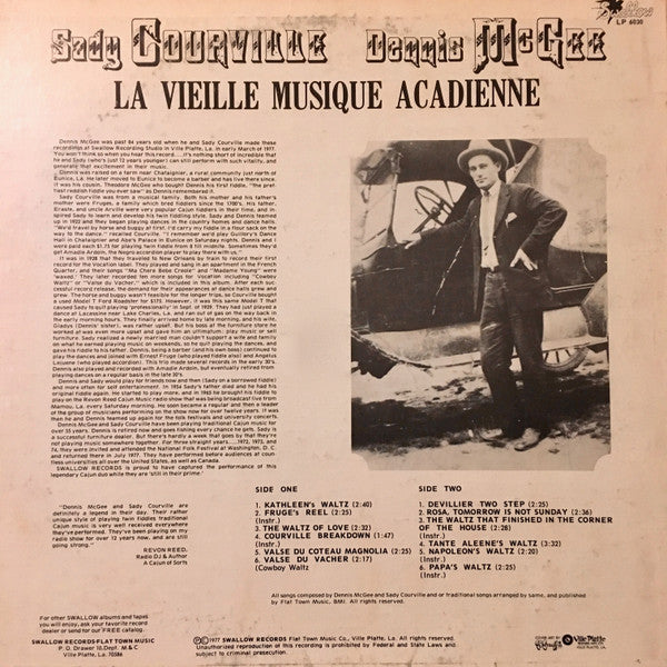 Sady Courville & Dennis McGee : La Vieille Musique Acadienne (LP, Album)