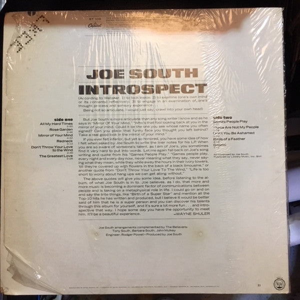 Joe South : Introspect (LP, Album, Scr)