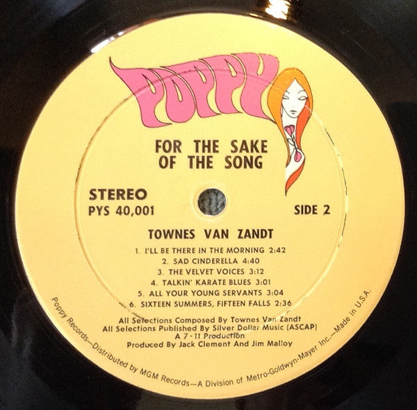 Townes Van Zandt : For The Sake Of The Song (LP, Album, M/Print)