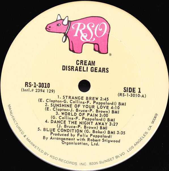 Cream (2) : Disraeli Gears (LP, Album, RE, San)