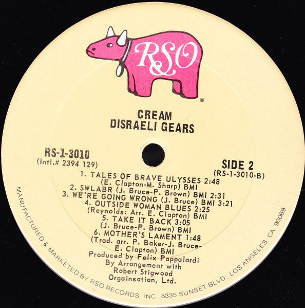 Cream (2) : Disraeli Gears (LP, Album, RE, San)