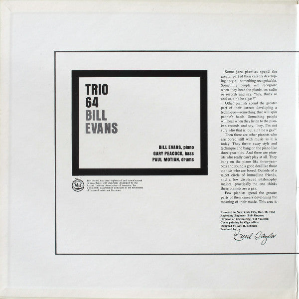 Bill Evans : Trio 64 (LP, Album)