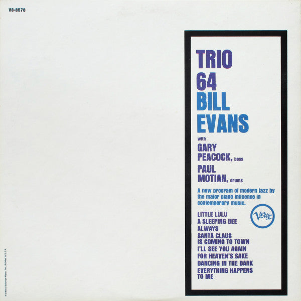 Bill Evans : Trio 64 (LP, Album)