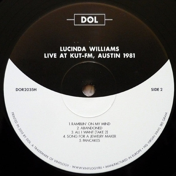 Lucinda Williams : Live At KUT-FM, Austin 1981 (LP, Album, M/Print, Unofficial, 180)