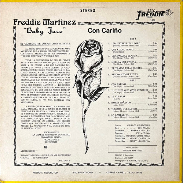 Freddie Martinez : Te Traigo Estas Flores (LP, Album)