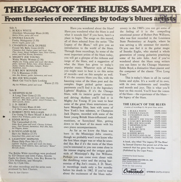 Various : The Legacy Of The Blues Sampler (LP, Smplr)