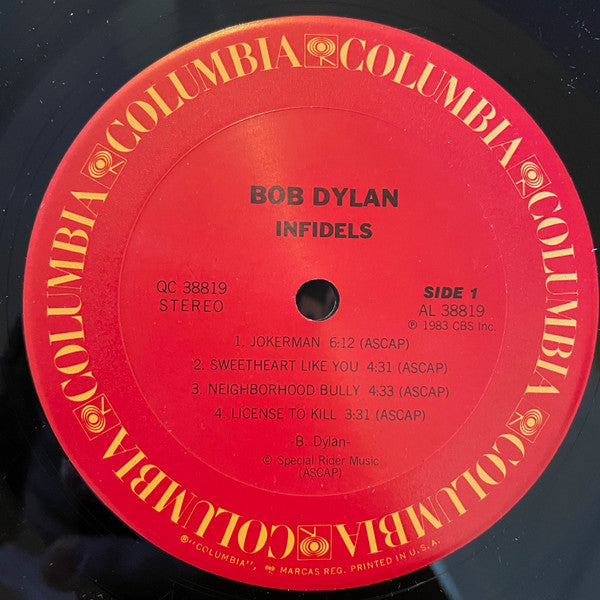 Bob Dylan : Infidels (LP, Album, Car)