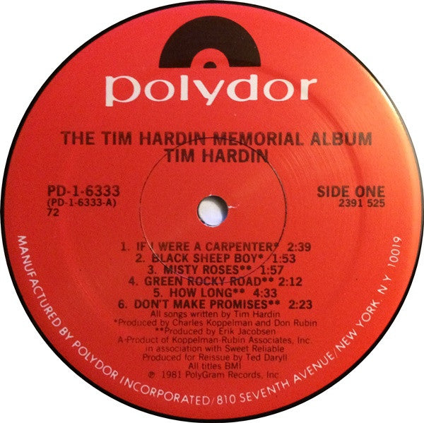 Tim Hardin : The Tim Hardin Memorial Album (LP, Comp)