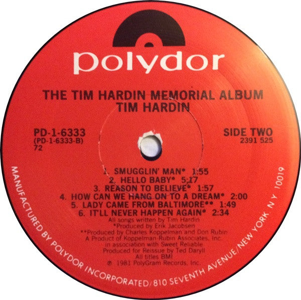 Tim Hardin : The Tim Hardin Memorial Album (LP, Comp)